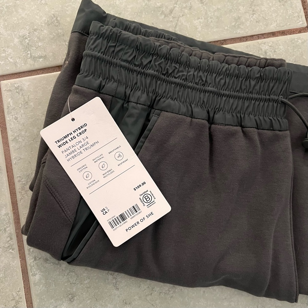 Athleta Triumph Hybrid Wide Leg Crop Bali Green NWT - Picture 5 of 5